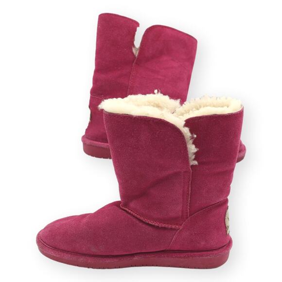 Bearpaw Pink Shearling Leather Womens Winter Boots 7 - Picture 1 of 13